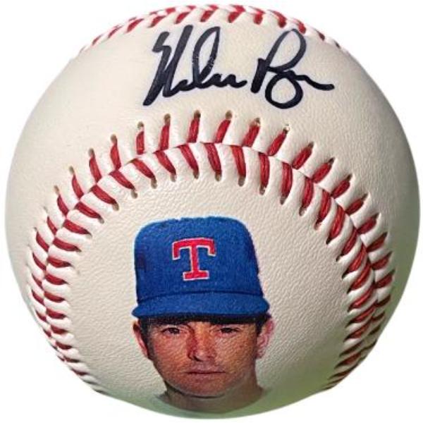Picture of RDB Holdings & Consulting CTBL-042521 Nolan Ryan Signed Football USA MLB Baseball - 1000 - Football USA COA & Notary Witnessed