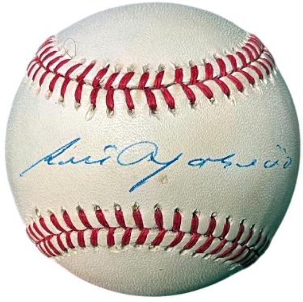 Picture of RDB Holdings & Consulting CTBL-042694 Luis Aparicio Signed ROAL Rawlings Official American League Minor Tone Spots Baseball - COA - White Sox & Orioles & Red Sox