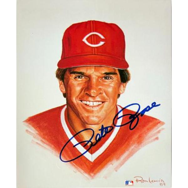 CTBL-042583 Pete Rose Signed Cincinnati Reds MLB Licensed Ron Lewis 89 8 x 10 in. Photo - Tuff Stuff LOA