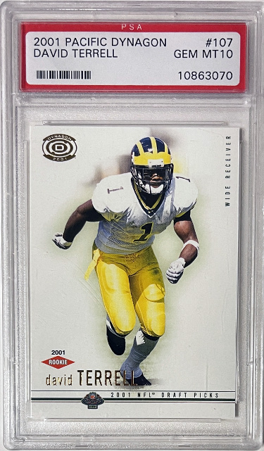 CTBL-042213 David Terrell 2001 Pacific Dynagon RC No.107- PSA Graded 10 Gem Mint Rookie Card - Michigan Wolverines & Chicago Bears