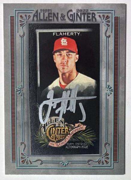 CTBL-042370 Jack Flaherty Signed 2022 Allen & Ginter Framed Silver Mini 50 Auto Card - St. Louis Cardinals & Silver Signature