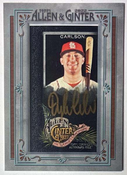 CTBL-041965 Dylan Carlson Signed 2022 Topps Allen & Ginter Mini Framed MA-DC- 5 Auto Card - St. Louis Cardinals & Gold Autograph