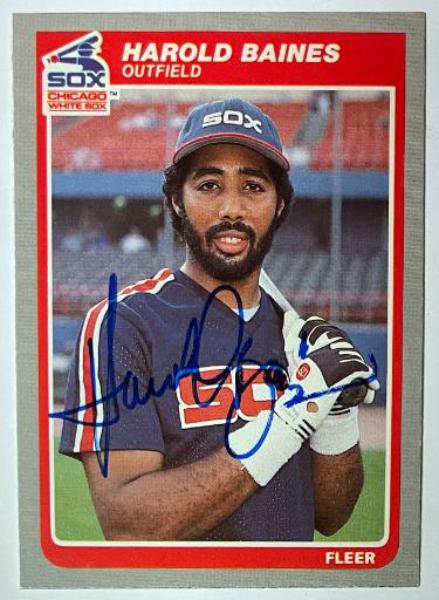 CTBL-042002 Harold Baines Signed 1985 Fleer On Auto No.507 Card - COA - Chicago White Sox