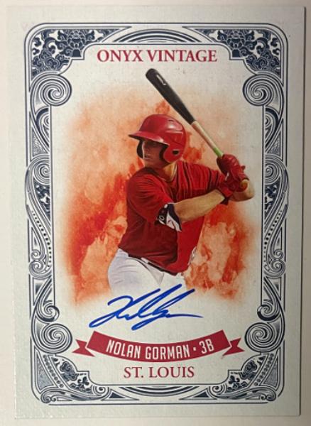 CTBL-042021 Nolan Gorman Signed 2021 Onyx Vintage Blue On Rookie Auto No.VANG- 325 Card - St. Louis Cardinals