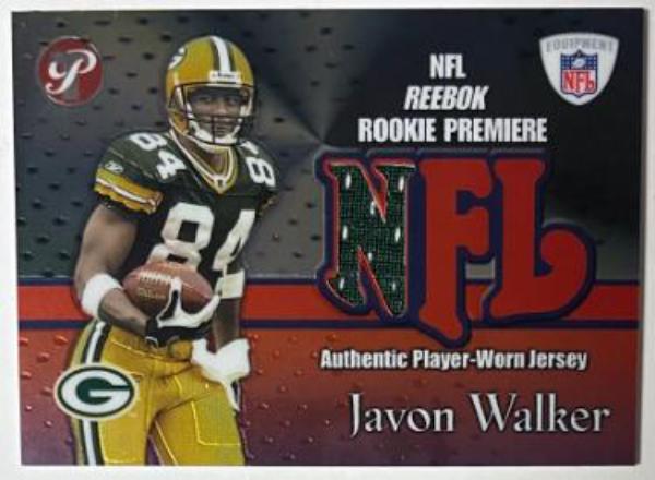 CTBL-042024 Javon Walker 2002 Topps Pristine Rookie Premier Player Worn Jersey No.RPR-JW Card - Green Bay Packers