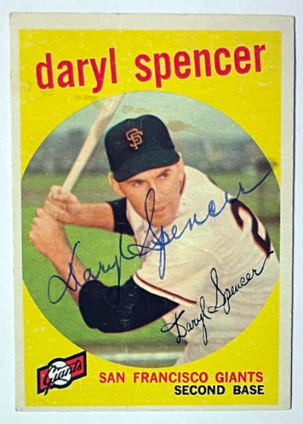 CTBL-042042 Daryl Spencer Signed 1959 Topps On Auto No.443 Card - COA - St. Louis Cardinals