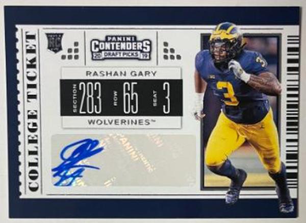 CTBL-042029 Rashan Gary Signed 2019 Panini Contenders Draft Bowl Ticket Rookie Auto No.226 Card - Michigan Wolverines & Packers