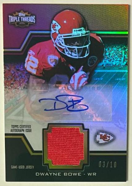 CTBL-042030 Dwayne Bowe Signed 2011 Topps Triple Threads Unity Relic No.TTUAR-19- 10 Card - Kansas City Chiefs