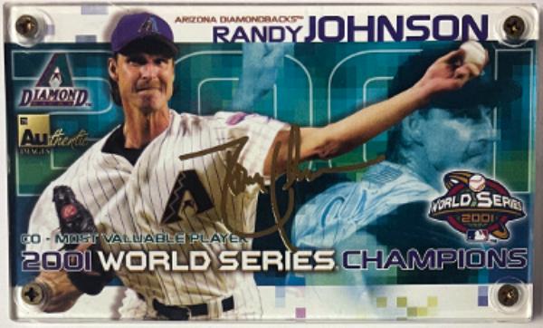 CTBL-042208 Randy Johnson Authentic Images 24K Gold Facsimile Signature 292 & 5000 Card - 2001 World Series