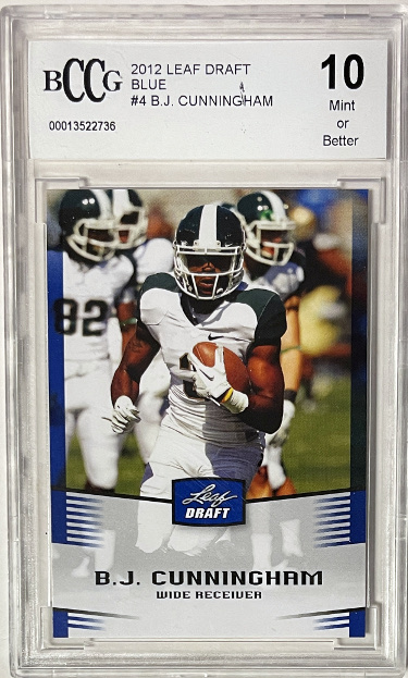 CTBL-042348 BJ & B.J. Cunningham 2012 Leaf Draft Blue No.4- BCCG Graded 10 Mint & Better Rookie Card - Michigan State Spartans