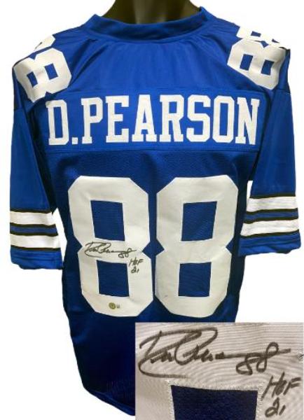 CTBL-042394 Drew Pearson Signed Dallas Custom Stitched Pro Style No.88 HOF21- Beckett Witnessed No.1W244791 Football Jersey