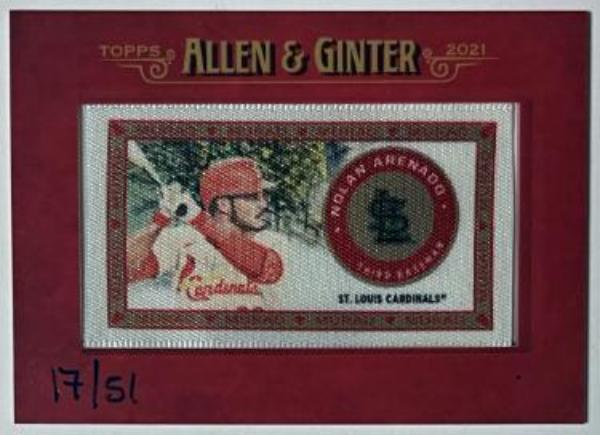 CTBL-041993 Nolan Arenado 2021 Topps Allen & Ginter Murad Mini Framed Cloth Card- 51 - St. Louis Cardinals