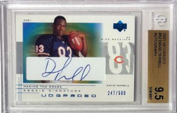 CTBL-042176 David Terrell Signed 2001 UD Making the Grade Rookie No.52- 500- Beckett & BGS Graded 9.5 Gem Mint with Sub-Grades & Chica Auto Card
