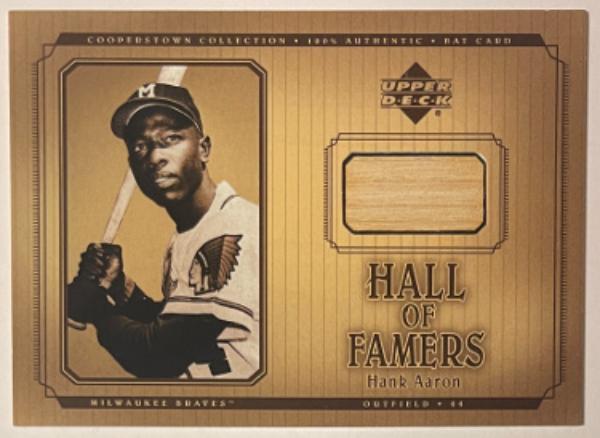 CTBL-042200 Hank Aaron 2001 Upper Deck Cooperstown Collection Game Used Bat Relic No.B-HA Card - Milwaukee & Atlanta Braves