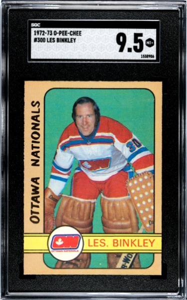 CTBL-042314 Les Binkey 1972-73 O-Pee-Chee No.300 SGC Graded 9.5 Mint Plus NHL Card - Ottawa Nationals