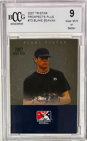 CTBL-042352 Blake Beavan 2007 TRISTAR Prospects Plus No.73- BCCG Graded 9 Near Mint & Better Rookie Card - Texas Longhorns & Seattle Mariners