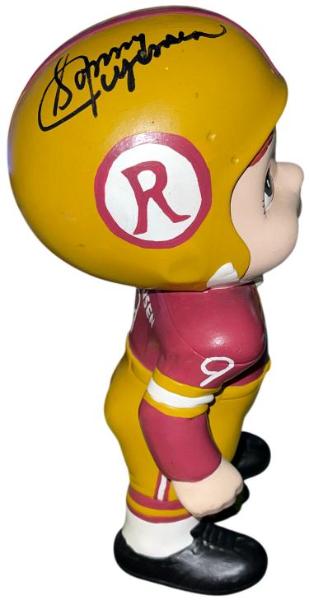 Picture of RDB Holdings & Consulting CTBL-042772 Sonny Jurgensen Signed Washington 1970s Vintage Atlantic Mold 11 in. Ceramic Football Figure - Beckett & HOF & Rare