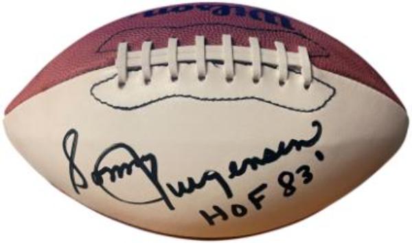 CTBL-042806 Sonny Jurgensen Signed Official Wilson NFL White Panel Leather Pete Rozelle HOF 83- Beckett Review Football - Washington