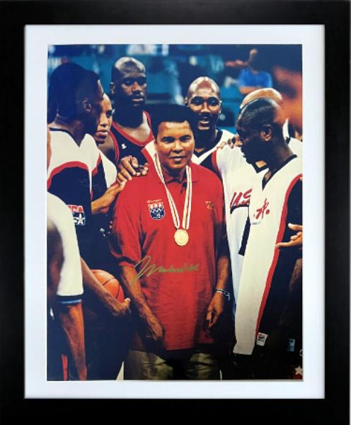 Picture of RDB Holdings & Consulting CTBL-F42665 Muhammad Ali Signed 1996 Olympics Gold Medal 16 x 20 in. Custom Framing Beckett Review & COA & Photo - Team USA Basketball Team