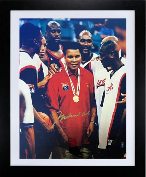 Picture of RDB Holdings & Consulting CTBL-F42666 Muhammad Ali Signed 1996 Olympics Gold Medal 16 x 20 in. Custom Framing Beckett Review & COA & Photo - Team USA Basketball Team