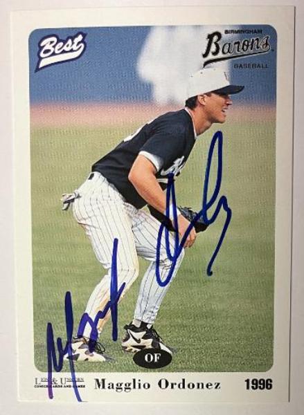 CTBL-042004 Magglio Ordonez Signed 1996 Best Rookie On Auto RC No.5 Card - COA - Birmingham Barons & Chicago White Sox