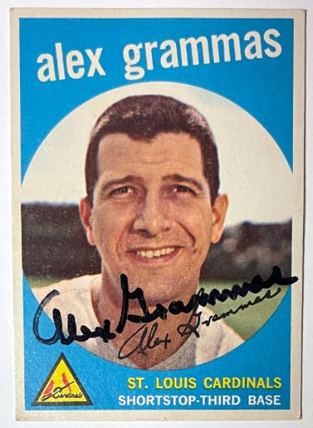 CTBL-042034 Alex Grammas Signed 1959 Topps On Auto No.6 - COA Card - St. Louis Cardinals