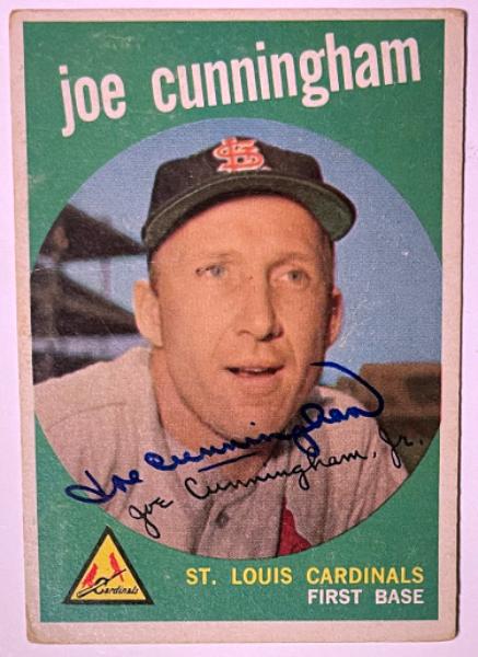 CTBL-042041 Joe Cunningham Signed 1959 Topps On Auto No.285 Card - COA - St. Louis Cardinals