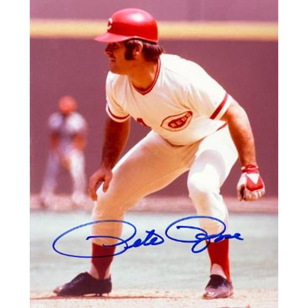 CTBL-042846 Pete Rose Signed Cincinnati Reds MLB Licensed 8 x 10 in. Photo - COA - Hit King & 4256