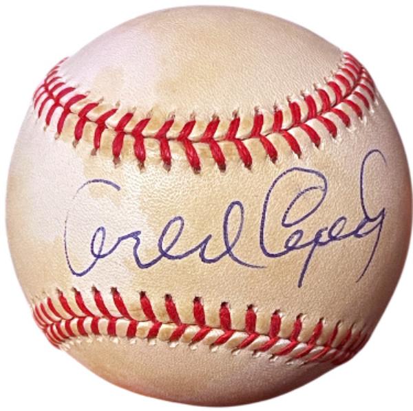 CTBL-042690 Orlando Cepeda Signed RONL Rawlings Official National League Imperfect Baseball - COA - San Francisco Giants