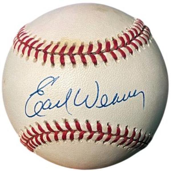 Picture of RDB Holdings & Consulting CTBL-042693 Earl Weaver Signed ROAL Rawlings Official American League Minor Tone Baseball - COA - Baltimore Orioles