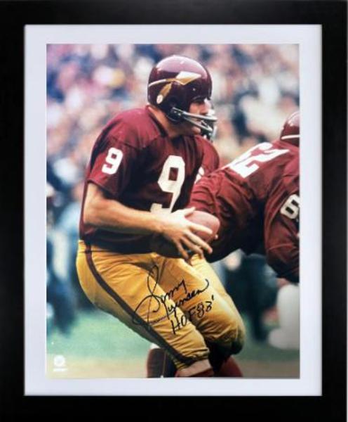 CTBL-f42545 Sonny Jurgensen Signed Washington Commanders NFL Licensed HOF 83 Custom Framing 16 x 20 in. Photo - COA & Tuff Stuff Show Ticket