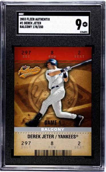 CTBL-042228 Derek Jeter 2003 Fleer Authentic Balcony No.1- 178 & 250- SGC Graded 9 Mint Card - York Yankees & HOF