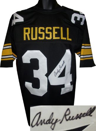 Picture of Athlon CTBL-013897N Andy Russell Signed Black TB Custom Stitched Pro Style Football Jersey - JSA Hologram&#44; Extra Large