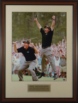 Picture of Athlon CTBL-003832a Phil Mickelson Unsigned 2004 Masters Jump 2 Pose Custom Framed - 16 x 20