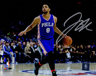 CTBL-020428 16 x 20 in. Jahlil Okafor Signed Philadelphia 76ers Photo - Horizontal Blue Jersey Dribble