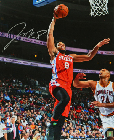 CTBL-020429 16 x 20 in. Jahlil Okafor Signed Philadelphia 76ers Photo - Red Jersey Lay Up VS Cavaliers