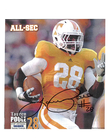 CTBL-020306 8.5 x 11 in. Tauren Poole Signed Tennessee Volunteers All SEC Photo No.28 -  RDB Holdings & Consulting, CTBL_020306