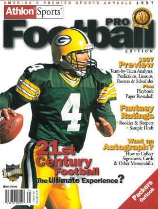 Picture of Athlon CTBL-012508 Brett Favre Unsigned Bay Packers Sports 1997 NFL Pro Football Preview Magazine - Green