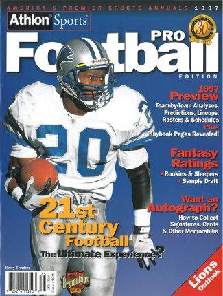 Athlon CTBL-012509 Barry Sanders Unsigned Detroit Lions Sports 1997 NFL Pro Football Preview Magazine