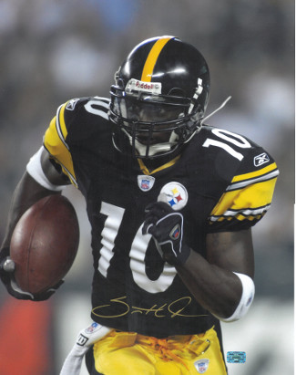 Picture of Athlon CTBL-015739 Santonio Holmes Signed Pittsburgh Steelers 16 X 20 Photo - Black Jersey - Holmes Hologram