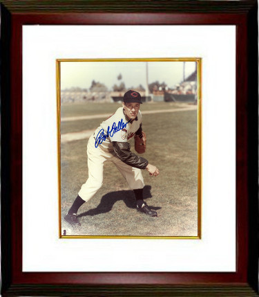 CTBL-MW19974 8 x 10 in. Bob Feller Signed Cleveland Indians Color Photo Framed Vertical Pitching, White & Mahogany -  RDB Holdings & Consulting, CTBL_MW19974