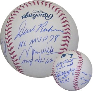 Picture of Athlon CTBL-011120 Mvp Winners Signed Official Major League Baseball with Canseco&#44; Shantz&#44; Murphy&#44; Parker & Wills - JSA Hologram