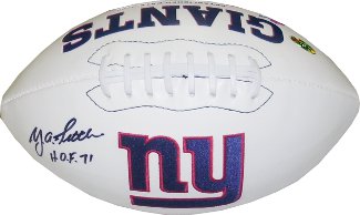 Picture of Athlon CTBL-012414 Y.A. Tittle Signed New York Giants White Logo Football HOF 71