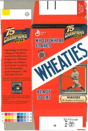Picture of Athlon CTBL-009778 Lou Gehrig Unsigned New York Yankees Mini Wheaties Box - Flat Card Board Commemorative Box Unused