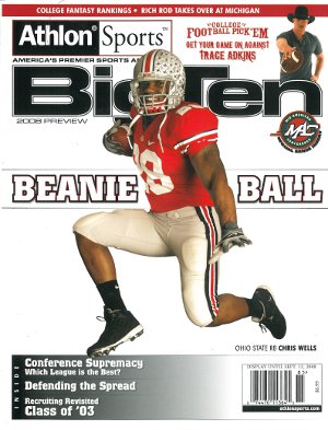 Picture of Athlon CTBL-009802 Chris Wells Unsigned 2008 Ohio State Buckeyes Preseason Big Ten Magazine Preview Beanie Ball