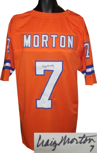 Picture of Athlon CTBL-014593N Craig Morton Signed Orange TB Custom Stitched Pro Style Football Jersey with No.7- JSA Hologram&#44; Extra Large