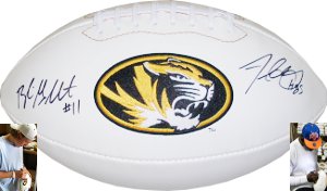 Picture of Athlon CTBL-009627 Blaine Gabbert Signed Missouri Tigers Logo Football with Aldon Smith