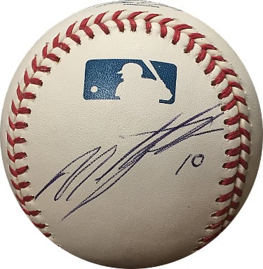 CTBL-020710 Miguel Tejada Signed Official Major League Baseball No.10 Side Panel Sig Giants, As & Orioles