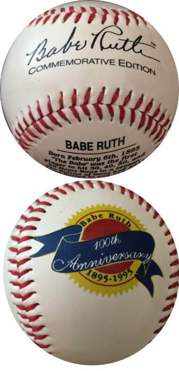 CTBL-020921 Babe Ruth Unsigned New York Yankees 1995 100th Anniversary Commemorative Edition Baseball