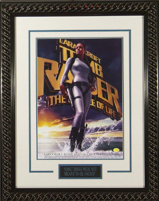 CTBL-015563 Lara Croft Tomb Raider Unsigned Masterprint Movie Poster Custom Black Rope Framed with Angelina Jolie - Entertainment & Photo - 22 x 30